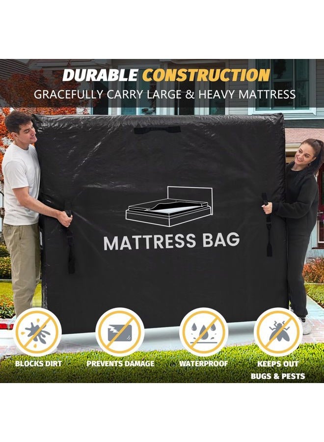 BETU Mattress Bags for Moving and Storage, BETU Waterproof Mattress Protector Full XL Mattress Cover with 8 Heavy Duty Handles and Zipper Extra Thick Moving Supplies for Bed Reusable (82x57x13.5 Black) - Image 3