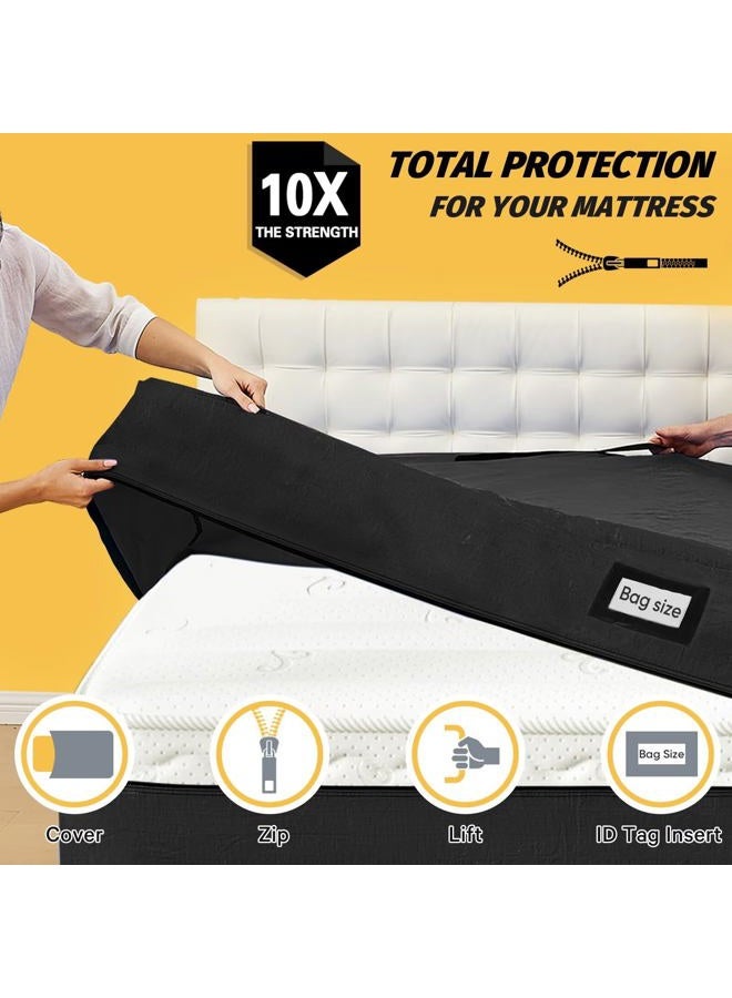 BETU Mattress Bags for Moving and Storage, BETU Waterproof Mattress Protector Full XL Mattress Cover with 8 Heavy Duty Handles and Zipper Extra Thick Moving Supplies for Bed Reusable (82x57x13.5 Black) - Image 2