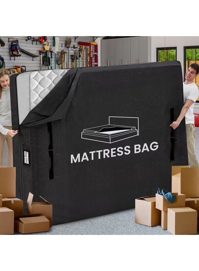 BETU Mattress Bags for Moving and Storage, BETU Waterproof Mattress Protector Full XL Mattress Cover with 8 Heavy Duty Handles and Zipper Extra Thick Moving Supplies for Bed Reusable (82x57x13.5 Black) - Image 1