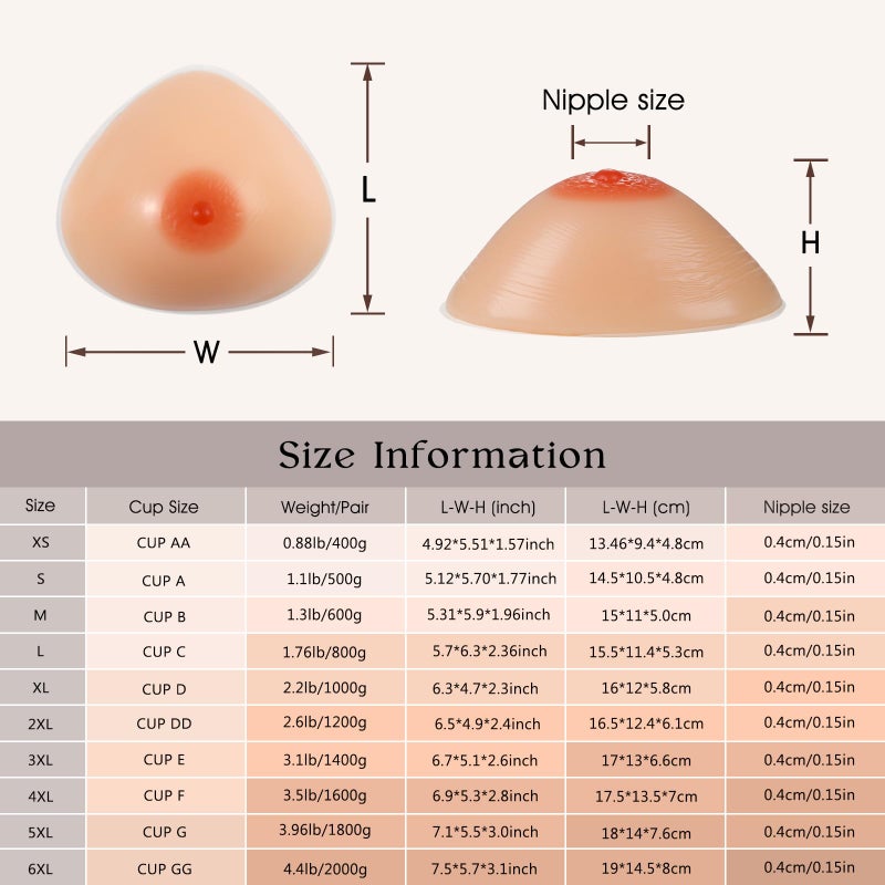 Vollence C Cup Triangle Silicone Breast Forms Fake Boobs Prosthetic Breast for Mastectomy - Image 5