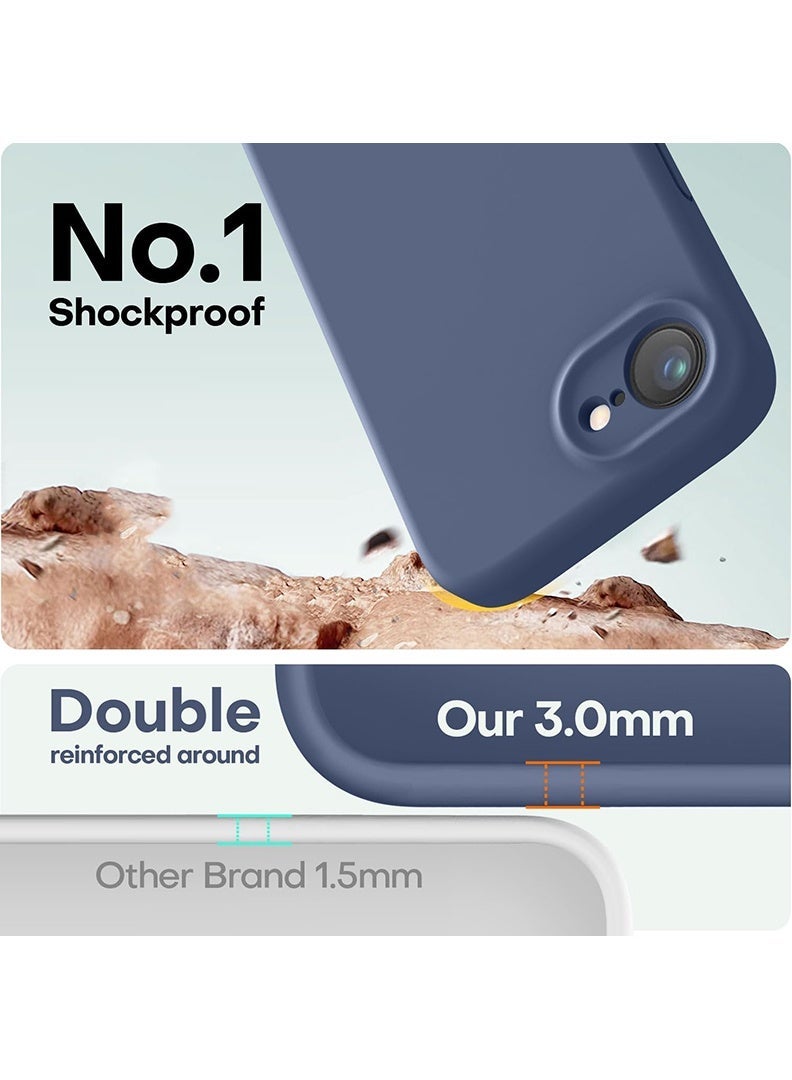 Case Up Compatible with Apple iPhone 17e / 16e 6.1 Inch Case, Soft & Premium Liquid Silicone [Anti-Scratch Microfiber Lining] Shockproof Protective Slim Phone Cover for iPhone 16e 2025, Blue - Image 3