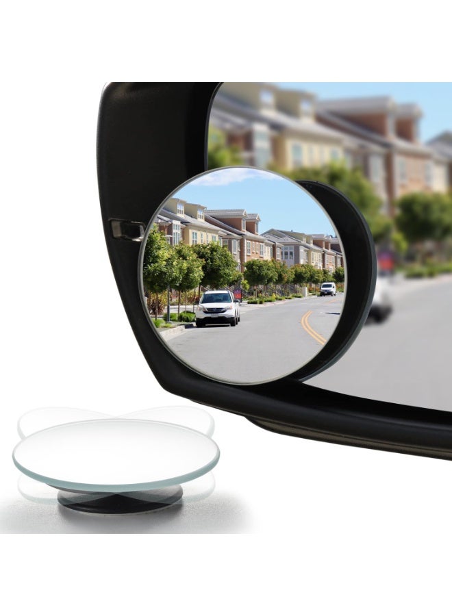 Lyaxm 2 Pcs Car Blind Spot Mirrors，Blind Spot Mirror,Small Round Convex Adjustable 360° Rotation Wide Angle Rear View for All Vehicles Universal Car, 2" Round HD Glass Frameless Convex Rear View Mirrors Exterior Accessories with Wide Angle Adjustable Stick - Image 1