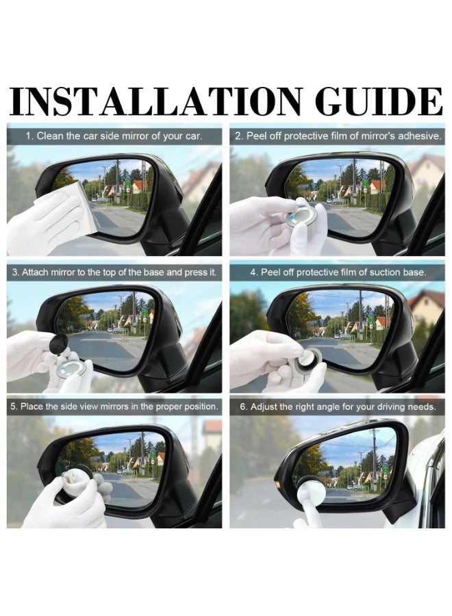 Lyaxm 2 Pcs Car Blind Spot Mirrors，Blind Spot Mirror,Small Round Convex Adjustable 360° Rotation Wide Angle Rear View for All Vehicles Universal Car, 2" Round HD Glass Frameless Convex Rear View Mirrors Exterior Accessories with Wide Angle Adjustable Stick - Image 4