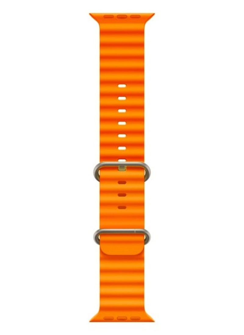 YOMNA - YOMNA Silicone Ocean Band Strap Compatible for Apple Watch Ultra 49mm Orange - Image 1