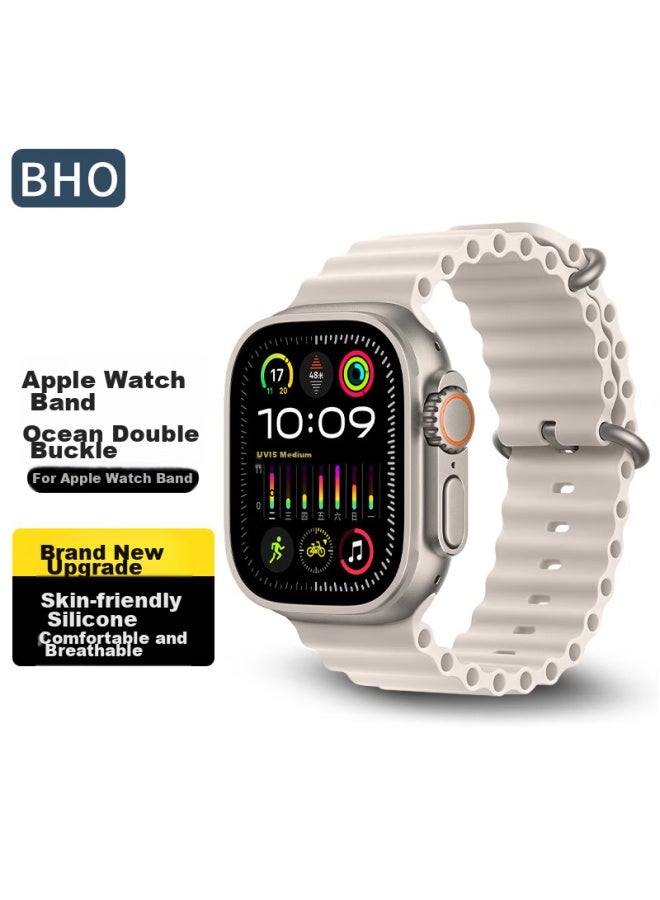 Bho مناسب لأربطة Apple Watch، Apple Watch S10/S9/Ultra2 Ocean Band، Iwatch S8/7/6/5/4/SE سوار ساعة من السيليكون - Image 1