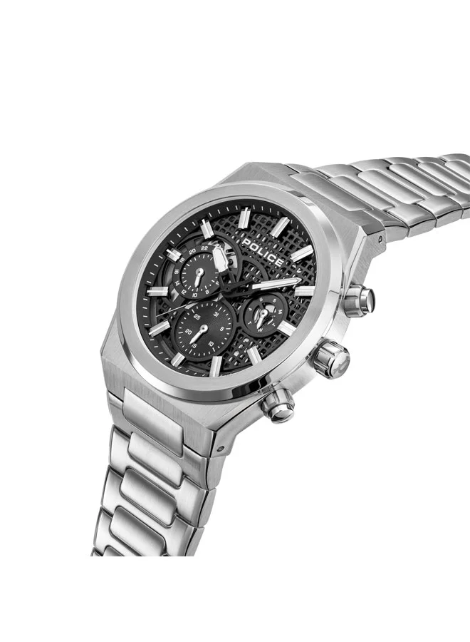 بوليس Eclipse Men's 45mm Multifunction Watch with Black Dial & Stainless Steel Bracelet