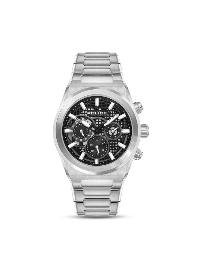 بوليس Eclipse Men's 45mm Multifunction Watch with Black Dial & Stainless Steel Bracelet