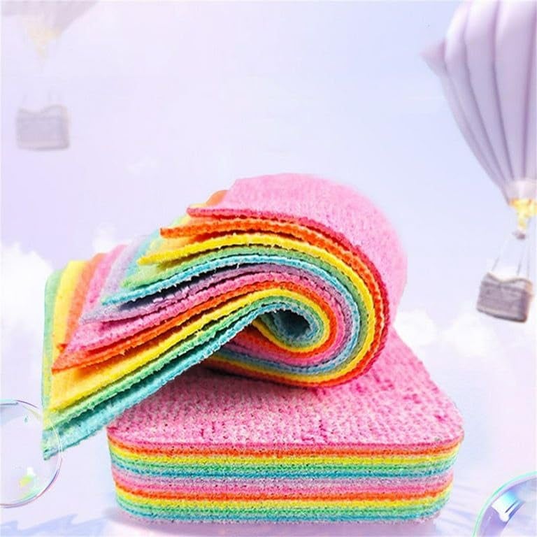 AMEEDARSHAN Multipurpose Rainbow Microfiber Dish Cleaning Sponges 12 Layers Tearable NonScratch Scrubber for Kitchen and Bathroom - Image 2