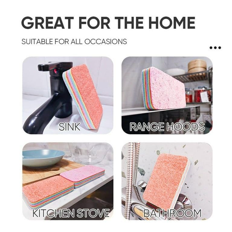 AMEEDARSHAN Multipurpose Rainbow Microfiber Dish Cleaning Sponges 12 Layers Tearable NonScratch Scrubber for Kitchen and Bathroom - Image 3