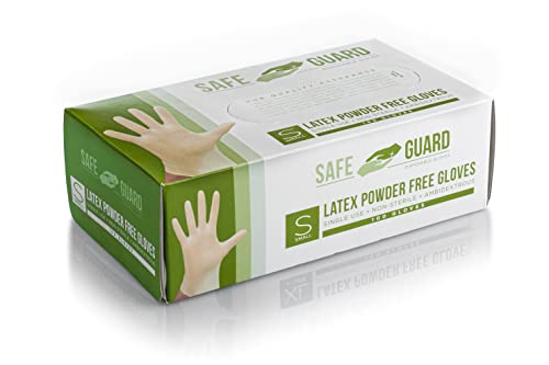 SAFEGUARD Latex Powder Free Gloves, Small, 100 Count (Pack of 1) - Image 1