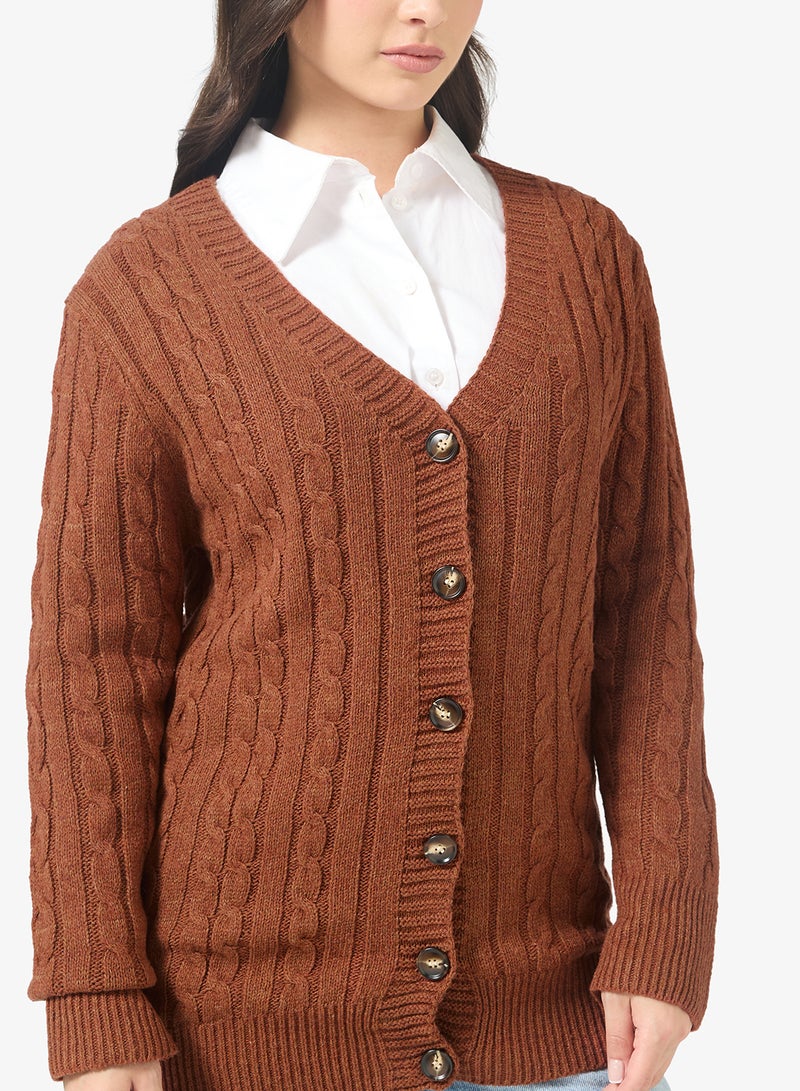 Ginger Longline Knitted Button Up Cardigan - Image 3