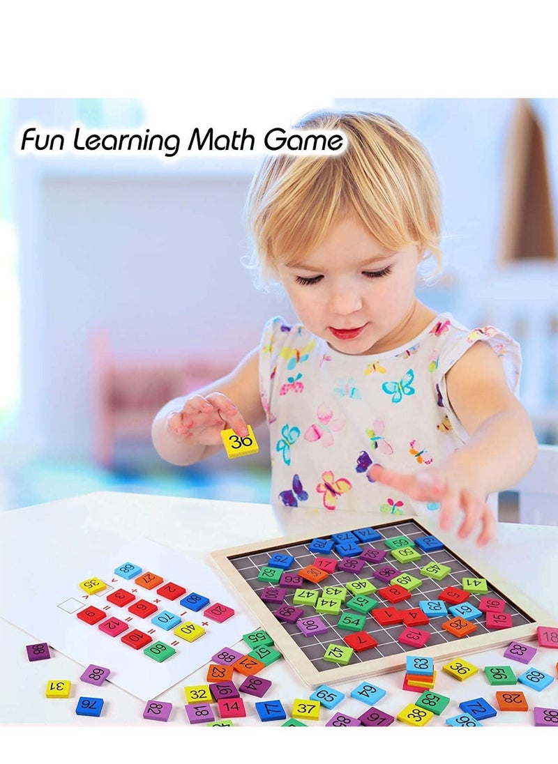 SYOSI Early Childhood Education Digital Teaching Board, Wooden Math Learning Board Toy, 1-100 Consecutive Numbers Wooden Hundred Digital Board, Educational Game for Kids with Storage Bag  - Image 2