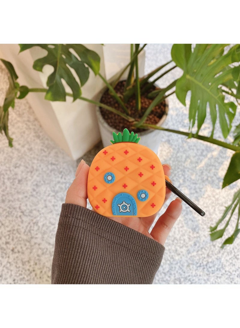 Case Compatible with Samsung Galaxy Buds 2 Case (2021) Galaxy Buds Pro Case (2021) Galaxy Buds Live Buds 2 Pro Cartoon Silicone Full Protective Cute Covers for Girls Women Pineapple - Image 1