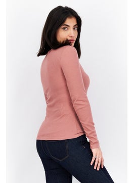 NA-KD Women Scoop Neck Long Sleeves Plain Blouse, Dusty Pink  - Image 2