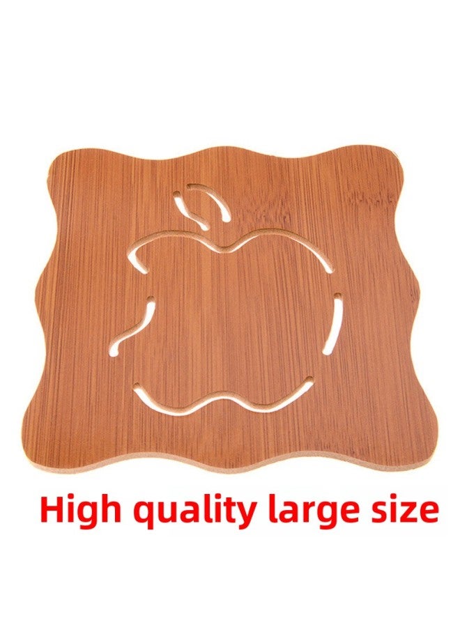 Kitchen Anti-scald Insulation Mat Placemat Anti-slip Bowl Plate Mat Cute Wooden Large Dining Table Mat Coaster Wholesale-Color:Large Notched Apple (with Anti-slip Pad)#C0D41#-Specifications:Small 800/piece, Large 300/piece  - Image 1