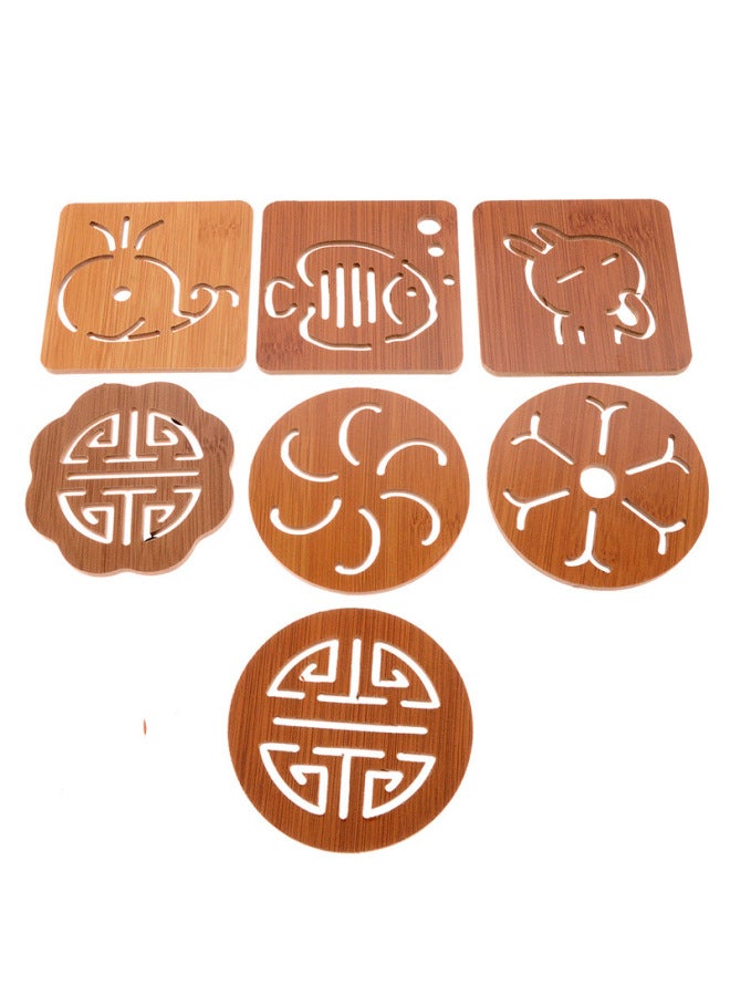 Kitchen Anti-scald Insulation Mat Placemat Anti-slip Bowl Plate Mat Cute Wooden Large Dining Table Mat Coaster Wholesale-Color:Large Notched Apple (with Anti-slip Pad)#C0D41#-Specifications:Small 800/piece, Large 300/piece  - Image 5