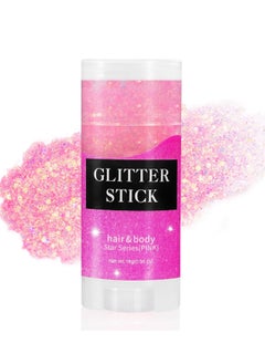 Mysense Mysense Pink Body Glitter Stick, Singer Concert Outfit Face Glitter Makeup, Festival Rave Pride Accessories, Hair Glitter Gel for Kids Women, Sparkling Mermaid Sequin Chunky Glitter Face Paint, 0.56oz  - Image 1