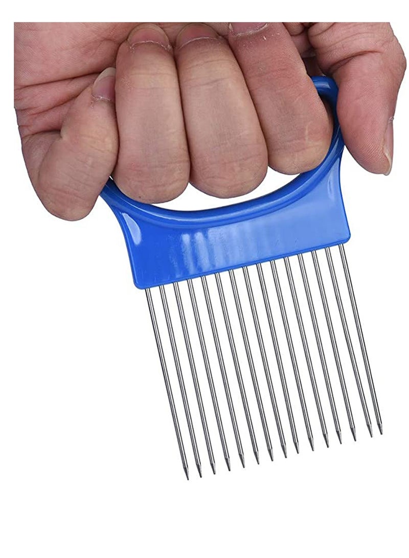 Excefore أدوات قطع المطبخ شريحة الطماطم والبصل والخضار مساعدة قطع حامل دليل السلاطة قاطع آمن شوكة ملحقات أدوات المطبخ - Image 3