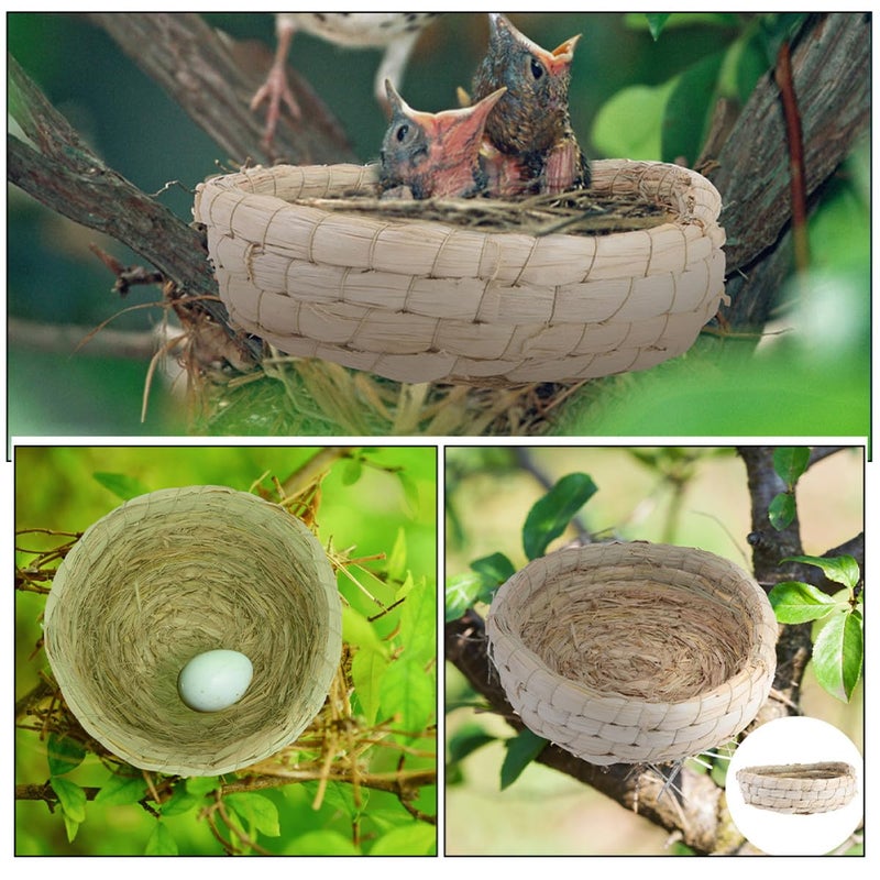 Handwoven Straw Bird Nest 23cm Diameter Flat Base For Pigeon Parrot Breeding - Image 4