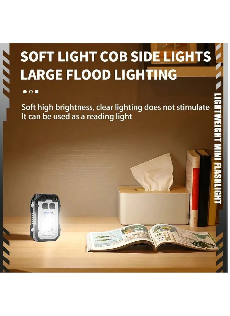 Generic Super Bright Powerful Pocket Torch, Light LED, Multifunctional Linterna Magnetic, COB LED EDC, Mini Keychain Flashlight Rechargeable(White)  - Image 3