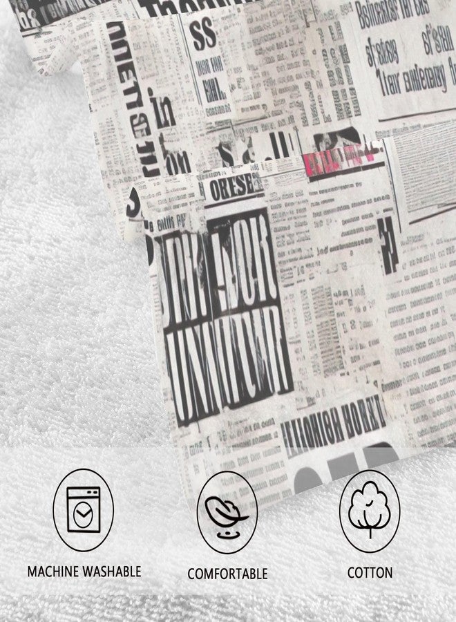 WELLDAY Vintage Newspaper Texture Hand Towels Set of 2 Soft Absorbent Towel Hand Cloth, Cotton Fingertip Bath Towels for Home, Bathroom Hotel, Gym and Spa 28 X 16 in - Image 3