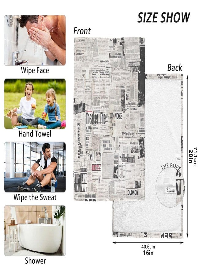 WELLDAY Vintage Newspaper Texture Hand Towels Set of 2 Soft Absorbent Towel Hand Cloth, Cotton Fingertip Bath Towels for Home, Bathroom Hotel, Gym and Spa 28 X 16 in - Image 2