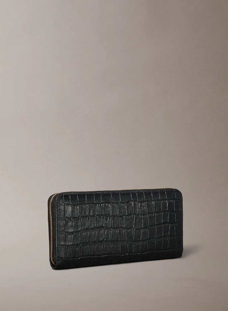 CALVIN KLEIN Leather Croc-Effect RFID Zip-Around Wallet