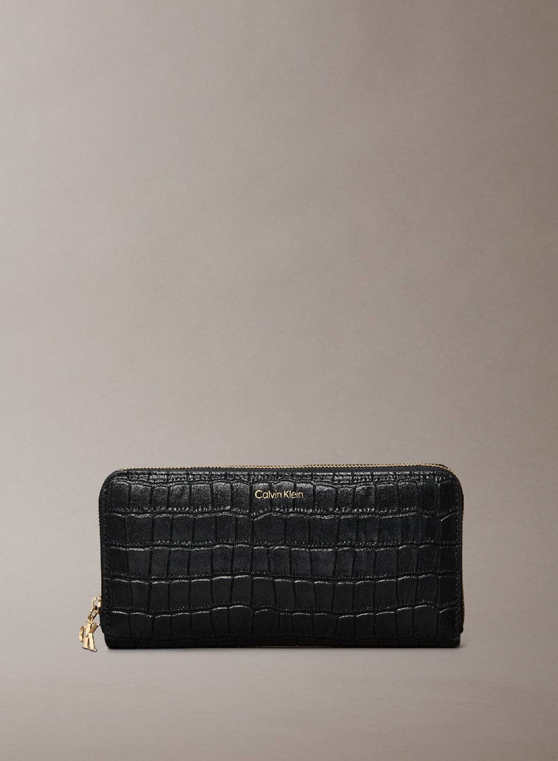 CALVIN KLEIN Leather Croc-Effect RFID Zip-Around Wallet - Image 1