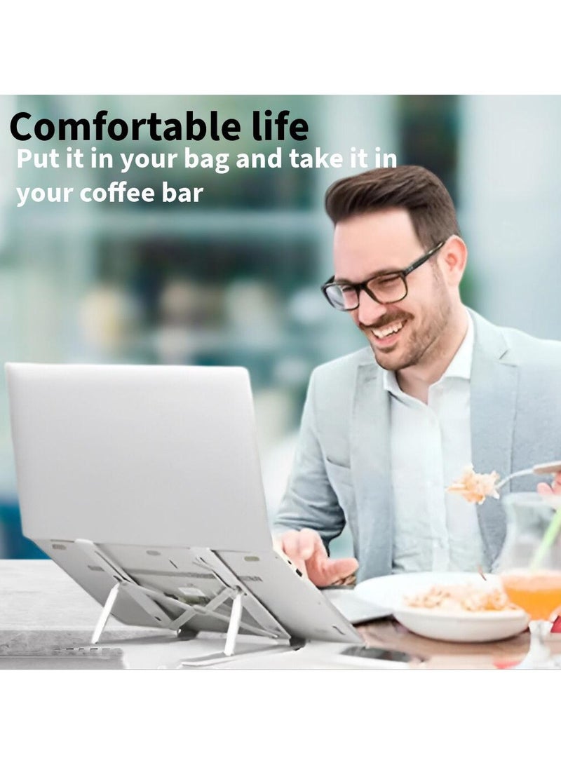 Sparkton Adjustable Laptop Stand  Ergonomic Foldable Stand for MacBook Gaming Laptops Tablets (10"-17") - 6 Adjustable Height Premium Aluminum Alloy Portable & Sturdy - Image 2