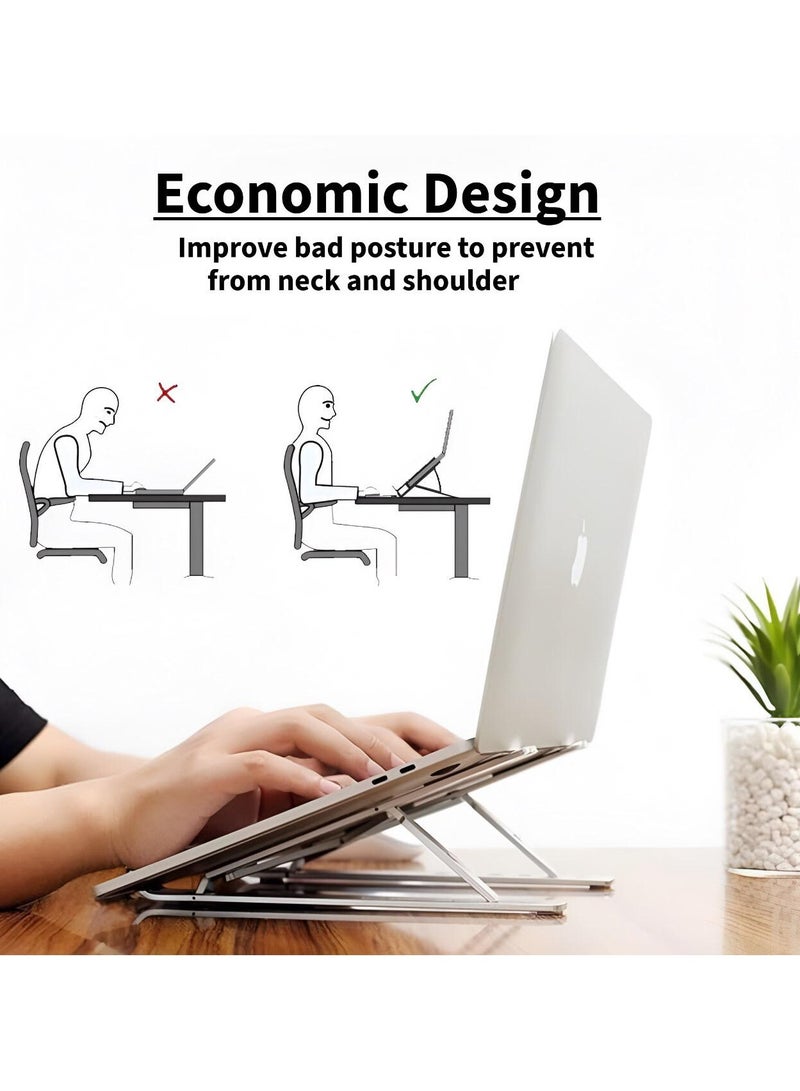 Sparkton Adjustable Laptop Stand  Ergonomic Foldable Stand for MacBook Gaming Laptops Tablets (10"-17") - 6 Adjustable Height Premium Aluminum Alloy Portable & Sturdy - Image 5