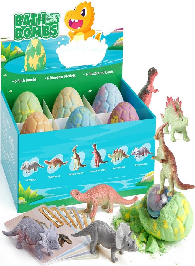 TranquilBliss Dino Egg Bath Bombs for Kids with Surprise Inside, 6 Packs Dinosaur Bath Toys Set for Boys,Girls, Bubble Fizzies, Educational Birthday & Christmas Gift Ideas - Image 1