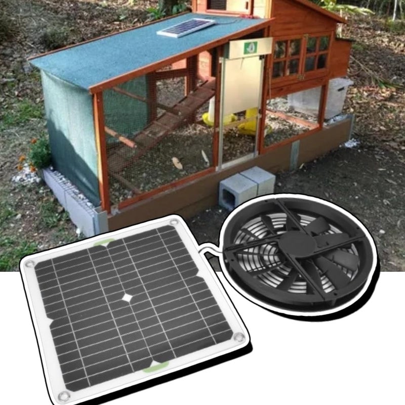 Haofy Haofy Solar Panel Fan Kit 10in 100W Solar Powered Fan with Solar Panel Waterproof Solar Exhaust Fan for Small Chicken Coops Sheds Crawl Space Pet Houses Window Exhaust  - Image 5