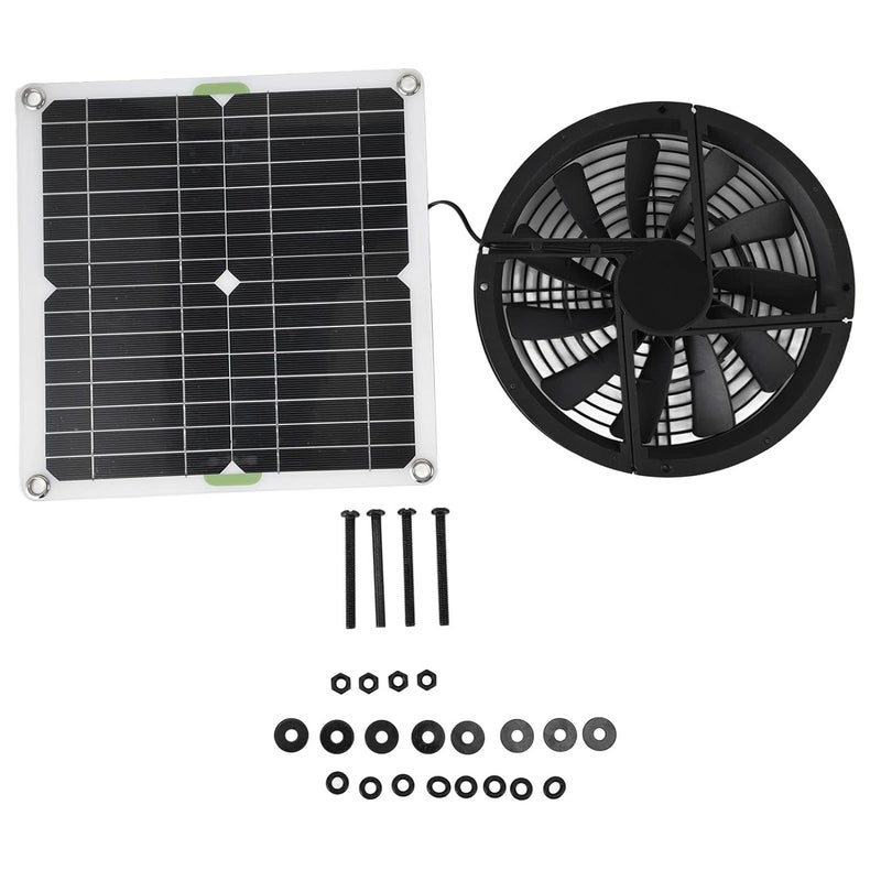 Haofy Haofy Solar Panel Fan Kit 10in 100W Solar Powered Fan with Solar Panel Waterproof Solar Exhaust Fan for Small Chicken Coops Sheds Crawl Space Pet Houses Window Exhaust  - Image 1