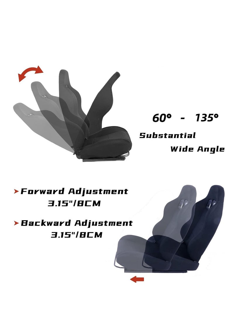 ROYAL - Universal Reclinable Racing Seats with 2 Sliders Adjustable PVC Leather Waterproof Seats 30cmX35cmX55cm (Red and Black) (DYT-1007) - Image 2