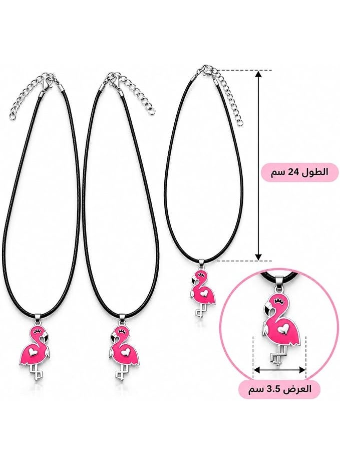 First Choice قلادة فلامنجو متطابقة للأصدقاء، عقد قلادة قلب وردي مزدوج للبنات والنساء - Image 4