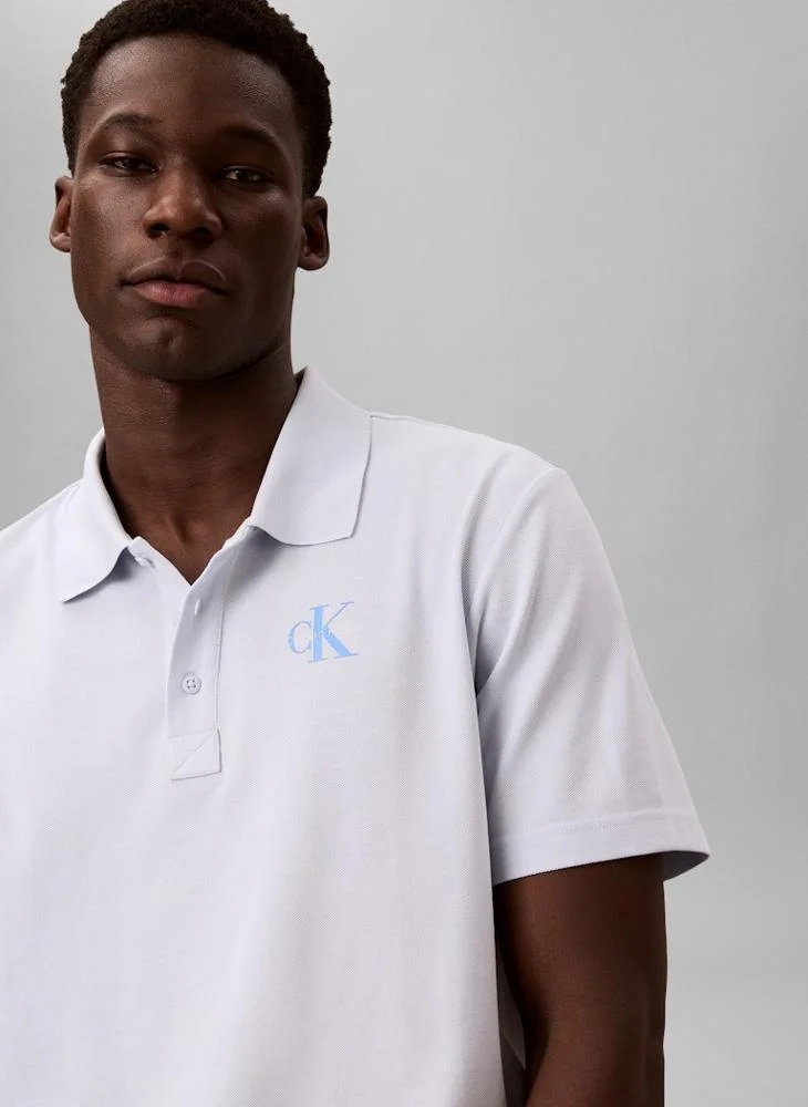 Calvin Klein Jeans Plein Air Cotton Piqué Monogram Polo Shirt for Men | Best Price UAE