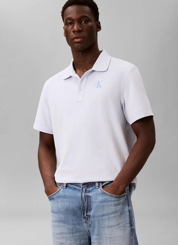 Calvin Klein Jeans Plein Air Cotton Piqué Monogram Polo Shirt for Men | Best Price UAE