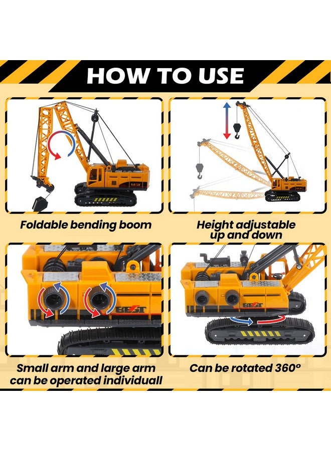 RAYNAG 16 Pieces Construction Cake Topper Construction Birthday Party Supplies Vehicles Cake Decorations Construction Party Decorations with Large Crane, Traffic Road Sign, Excavator for Kids Boys - Image 4