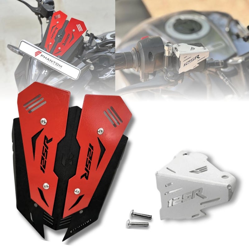 PHANTOM حارس الزجاج الأمامي و أسطوانة الماستر الأمامية PHANTOM AUTO Premium Xtreme 125R ل Xtreme 125R V 1.0 | مجموعة | متوافق مع ركوب الرحلات و المدينة (أحمر و أبيض) - Image 1