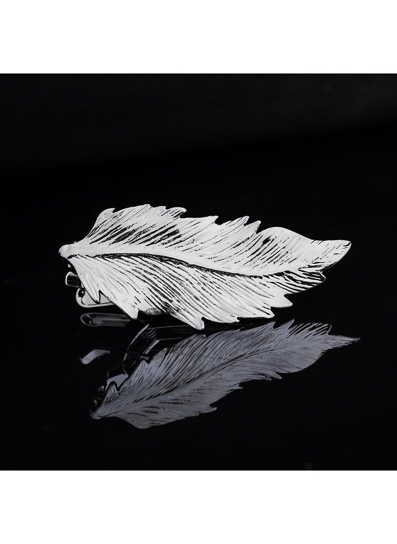 Generic Creative Gold Tie Clip Elegant Accessory for Men J0108 silver Big Feather 
