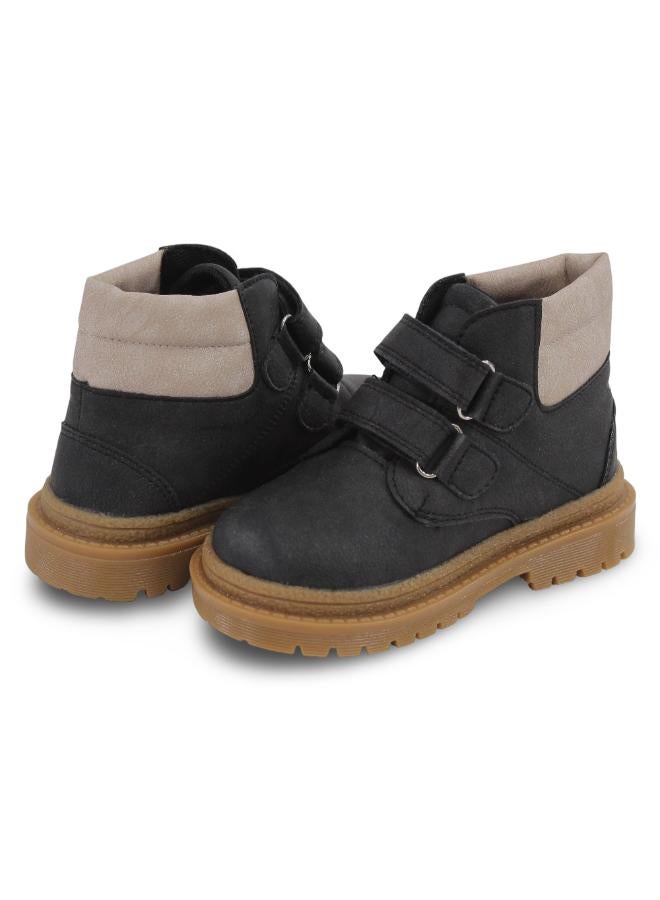 Trend Unisex Leather Half Boots – Black/Beige - Image 2