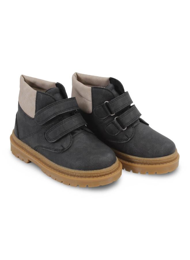 Trend Unisex Leather Half Boots – Black/Beige - Image 1