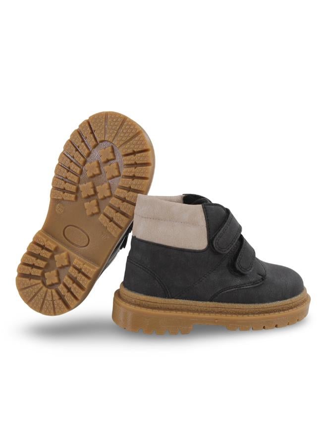 Trend Unisex Leather Half Boots – Black/Beige - Image 3