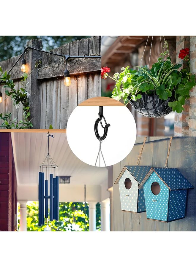 32 قطعة من خطاطيف السقف السوداء المقاومة للصدأ مع مزلاج أمان للإضاءة الخارجية وحوامل النباتات - Image 3