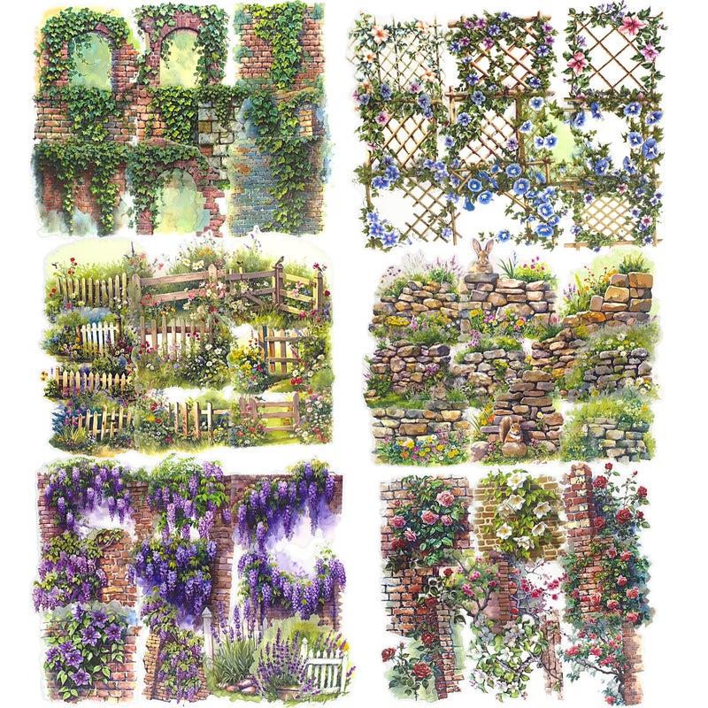 OKUPAN 3.4" Large Flower Stickers for Scrapbooking â€“ 60PCS Waterproof Wall &Floral Stickers for Journaling, Junk Journal Supplies, Card Making, DIY Crafts & Bullet Journal Planner - Image 1