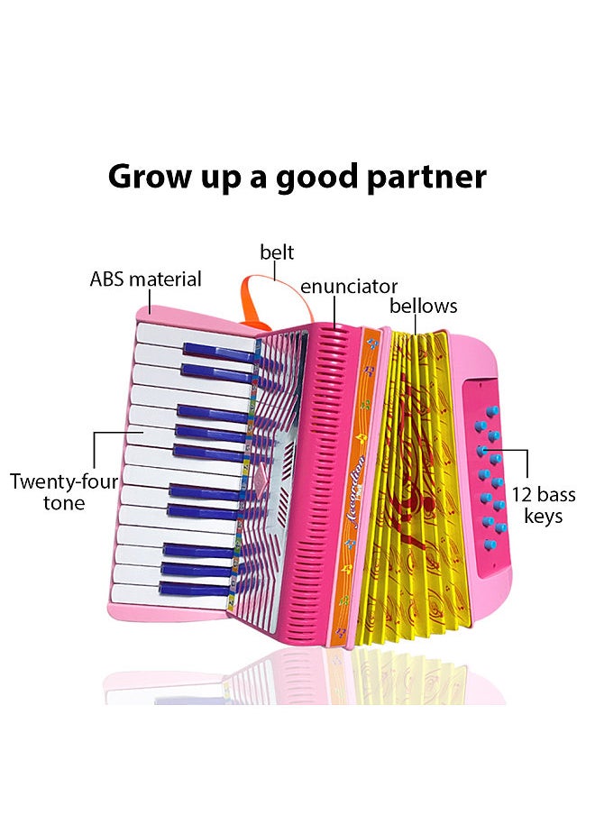 Generic Mini 24-key 12-bass Accordion ABS Material with Buckle Musical Instrument  - Image 3