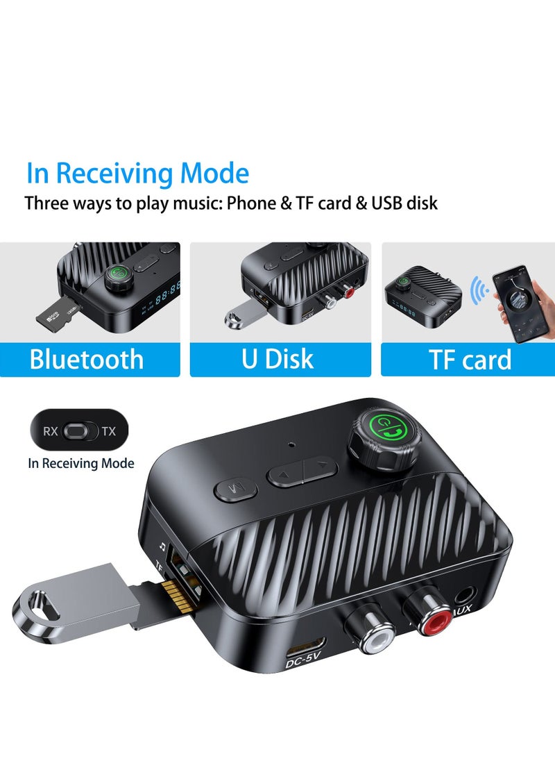 Bluetooth Transmitter Receiver, Bluetooth Transmitter Receiver with Display, V5.3 Bluetooth Receiver for Home Stereo/Headphones/Speakers/Home Theater/Tv/Low Latency - Image 3