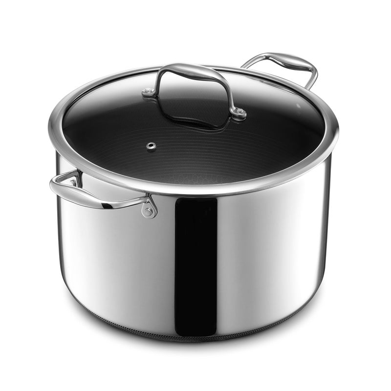 HexClad HexClad Hybrid Nonstick 10Quart Stockpot with Tempered Glass Lid StayCool Handles DishwasherFriendly OvenSafe Up to 900F InductionReady Compatible with All Cooktops 