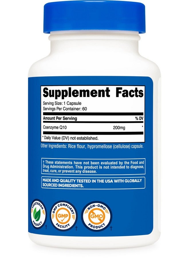 Nutricost نوتريكوست كيو 10 200 ملغ، 60 كبسولة نباتية، 60 حصة - امتصاص عالي، نباتي، غير معدل وراثيًا، إنزيم مساعد كيو 10 - Image 5