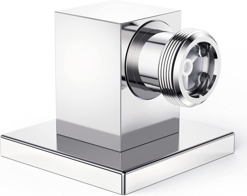 Lavatrum 100% Brass Wall Supply Elbow For Hand Shower, Solid Brass Square Wall Elbow With Check Valve (Square, Polished Chrome) - Image 2
